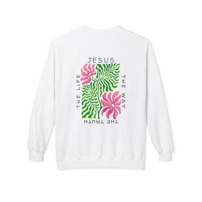 Jesus - The Way, The Truth, The Life  Floral Crewneck Sweatshirt
