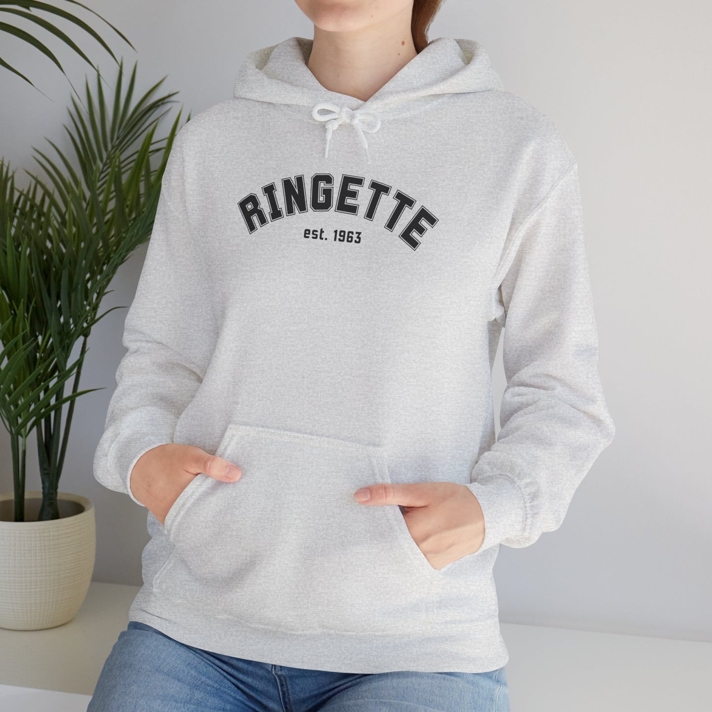 Ringette est 1963 - Varsity Arch Logo Adult Hoodie