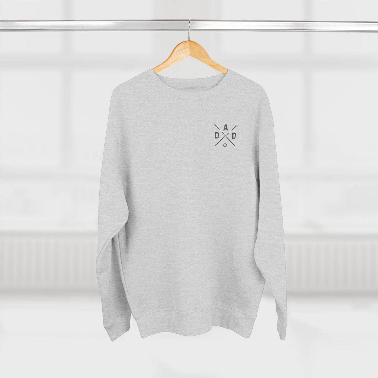 DAD Ringette Crewneck Sweatshirt | Crossed Ringette Sticks and Ring