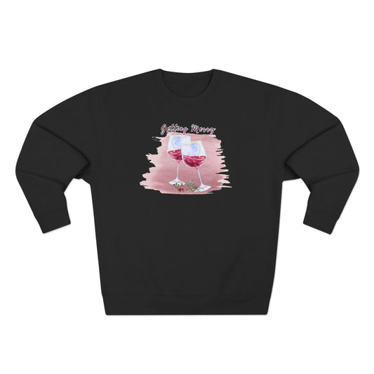 Getting Merry Christmas Sweatshirt - Funny Wine Toast Holiday Crewneck Sweatshirt