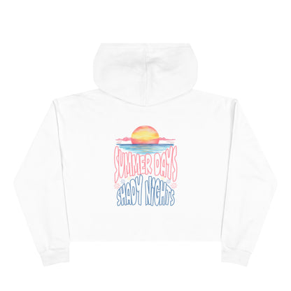 Crop Hoodie — "Summer Days, Shady Nights" Sunset
