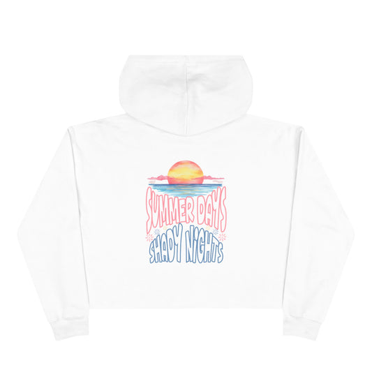 Crop Hoodie — "Summer Days, Shady Nights" Sunset
