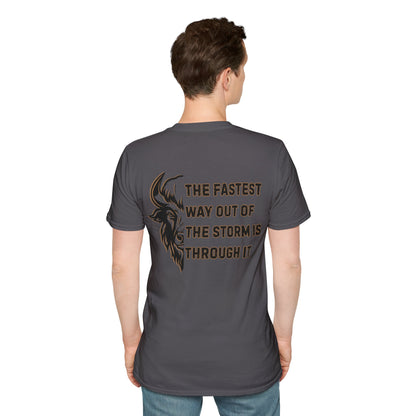 "The Fastest Way Out of the Storm Is Through It" - Men's Bison Inspirational Tee