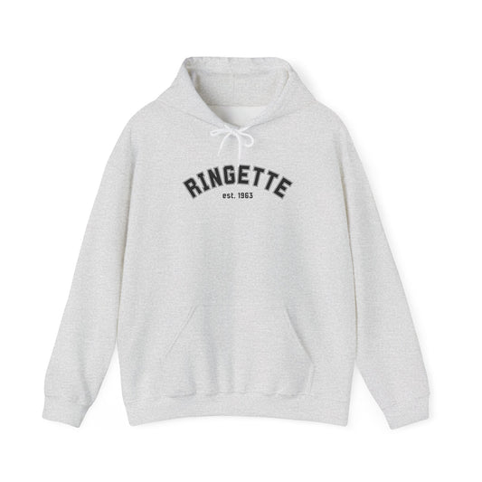 Ringette est 1963 - Varsity Arch Logo Adult Hoodie