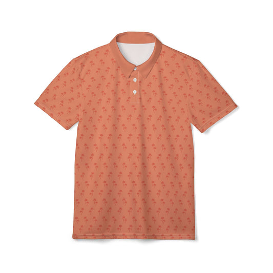 Coral Palm Tree Pattern Golf Polo