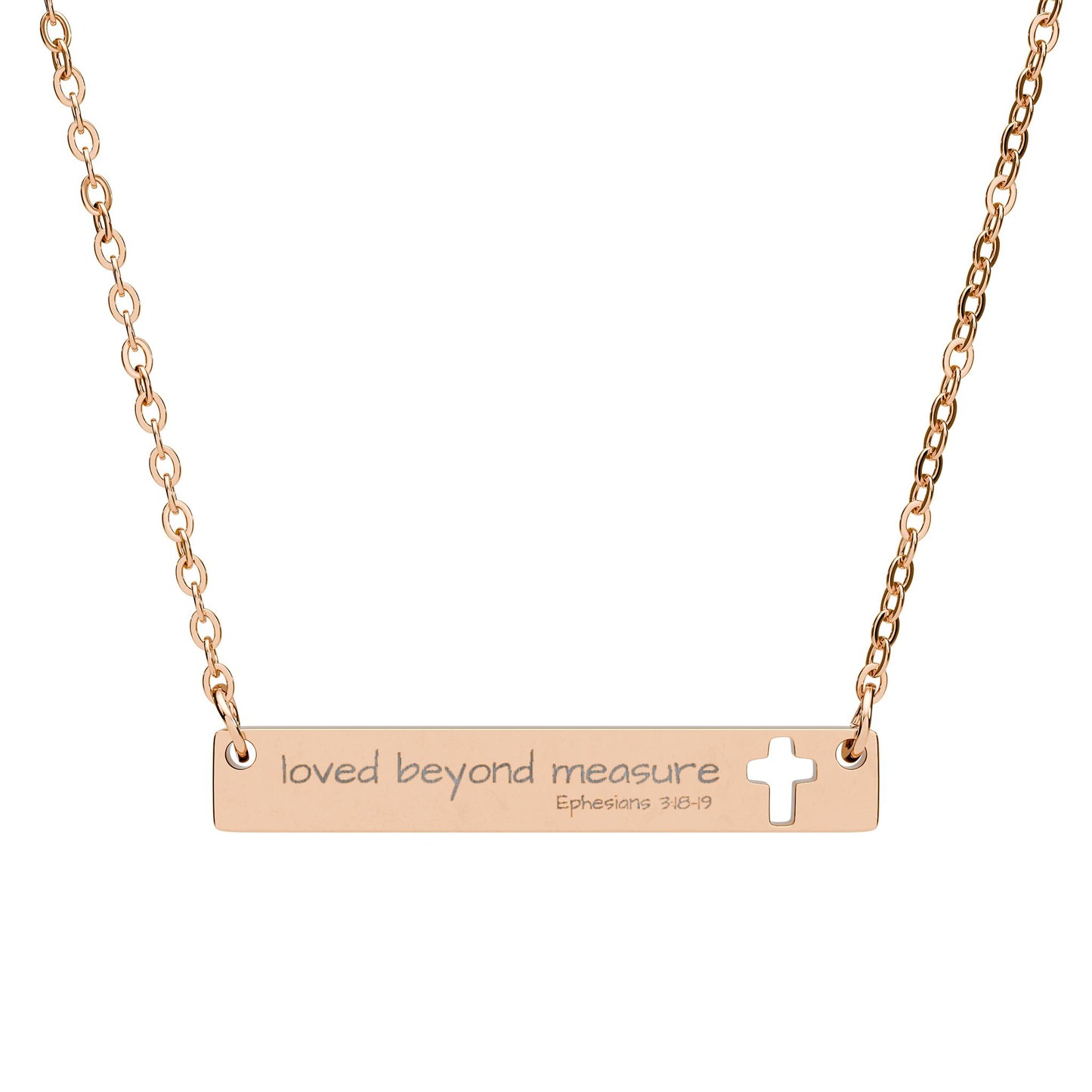 Loved Beyond Measure - Cutout Engraved Cross Bar Necklace