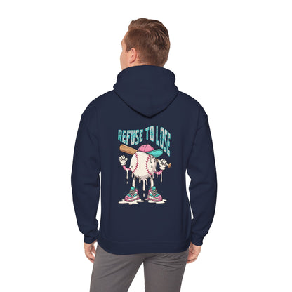 Adult Hoodie — “Refuse to Lose” Melting Baseball Graphic Hoodie