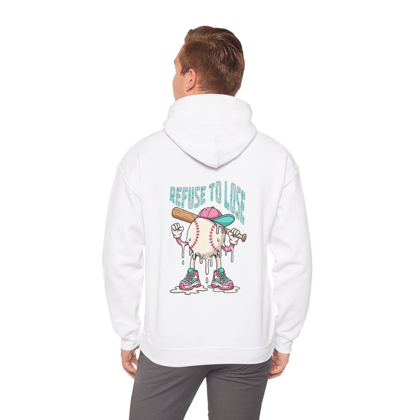 Adult Hoodie — “Refuse to Lose” Melting Baseball Graphic Hoodie