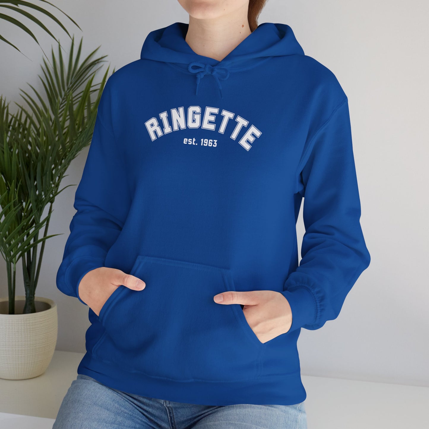 Ringette est 1963 - Varsity Arch Logo Adult Hoodie
