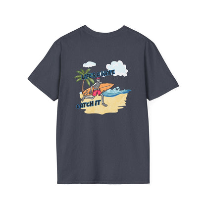 Skeleton Surfer, "Life's a Wave Catch It" Unisex T-Shirt