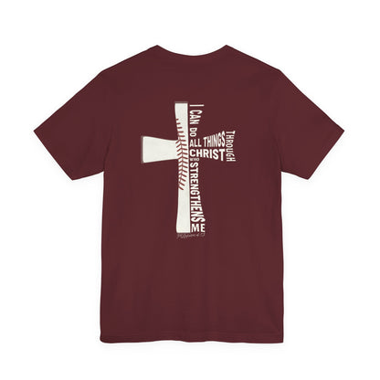 Philippians 4:13 Baseball Cross Unisex T-Shirt — "I Can Do All Things Through Christ"