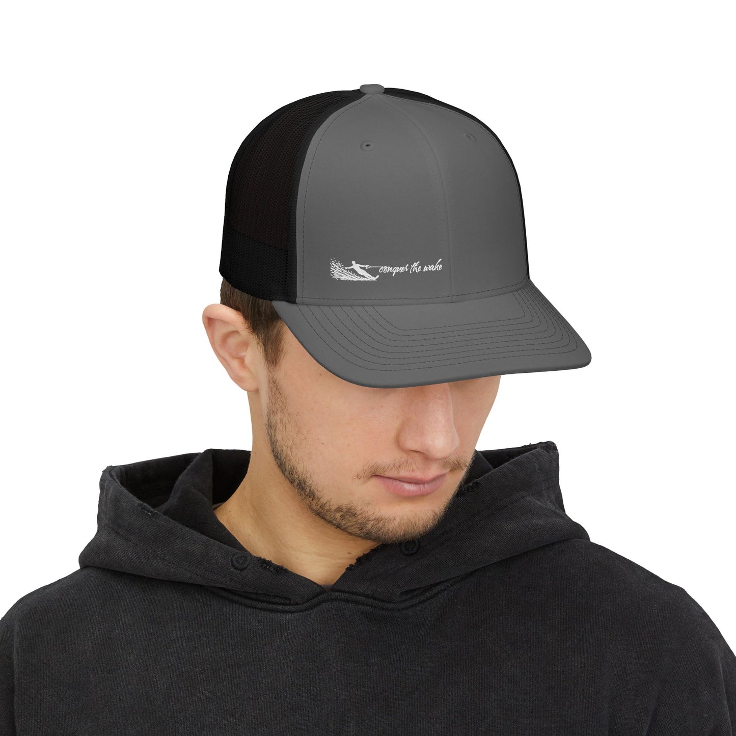 Conquer the Wake - Male Waterskier Trucker Cap