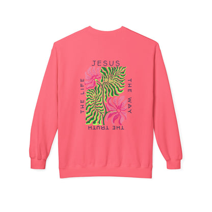 Jesus - The Way, The Truth, The Life  Floral Crewneck Sweatshirt