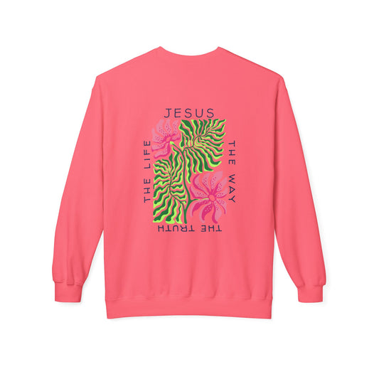 Jesus - The Way, The Truth, The Life  Floral Crewneck Sweatshirt