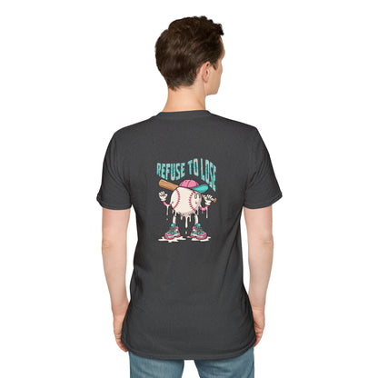 Refuse to Lose Baseball Graphic T-Shirt — Retro Melting Ball Design