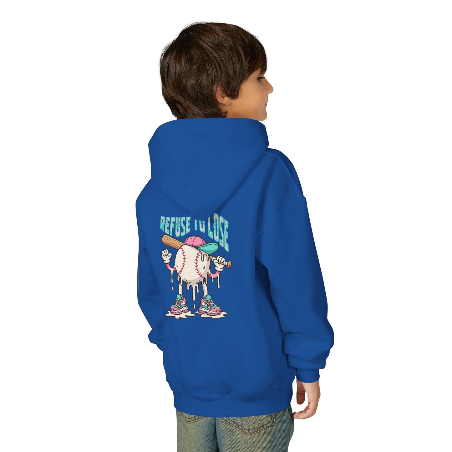 Youth Hoodie – “Refuse to Lose” Melting Baseball Graphic Hoodie