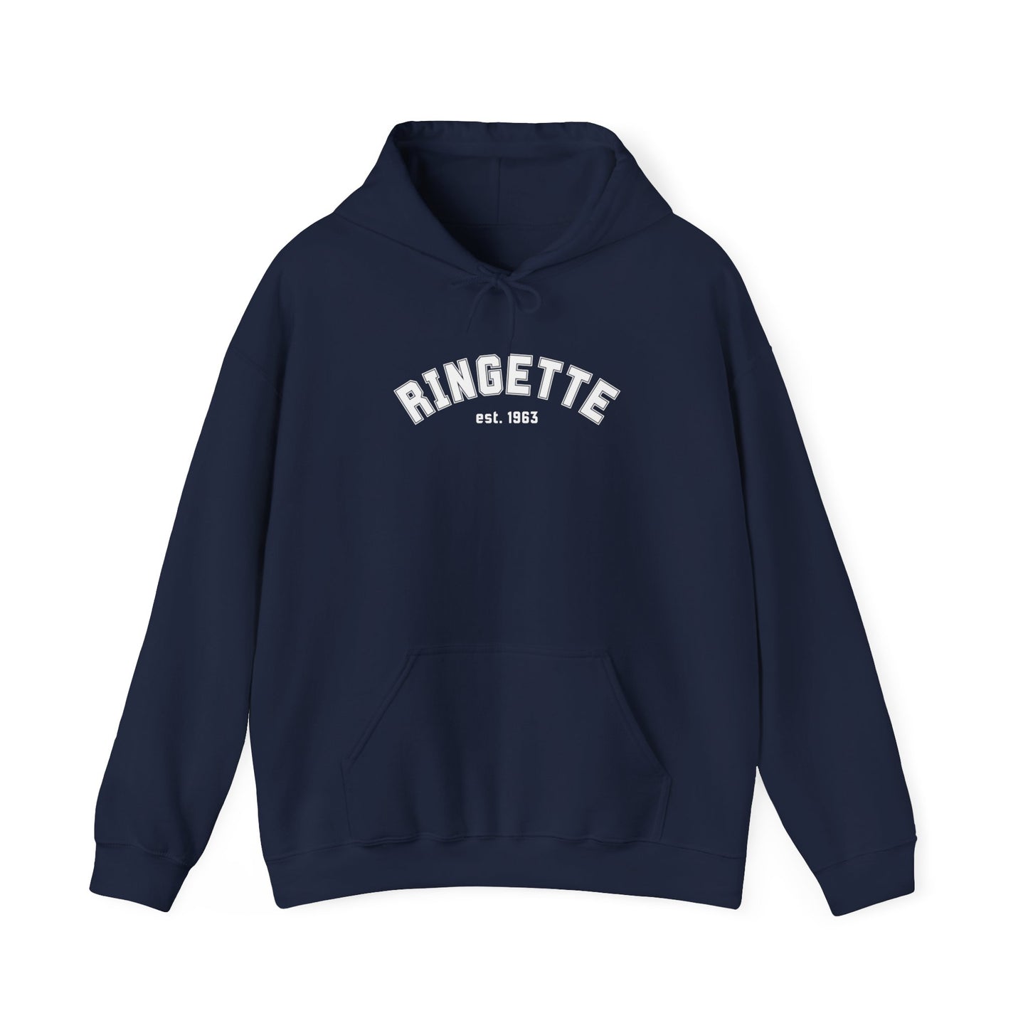 Ringette est 1963 - Varsity Arch Logo Adult Hoodie