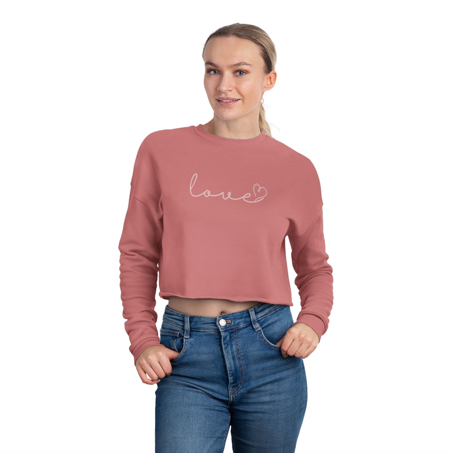 Love Script Cropped Women's Sweatshirt