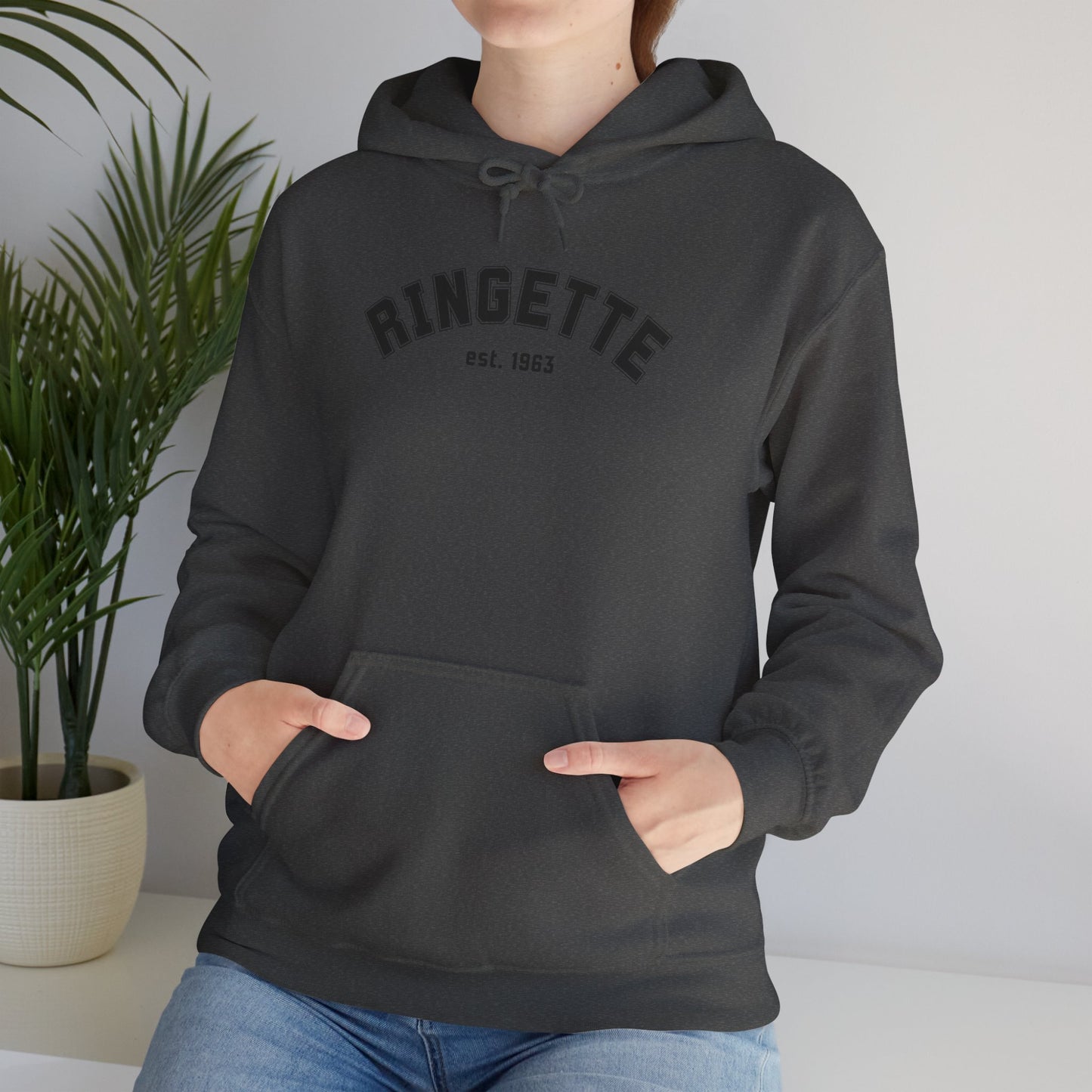 Ringette est 1963 - Varsity Arch Logo Adult Hoodie