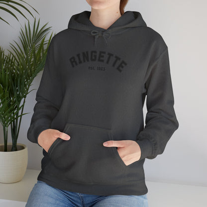 Ringette est 1963 - Varsity Arch Logo Adult Hoodie