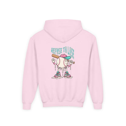 Youth Hoodie – “Refuse to Lose” Melting Baseball Graphic Hoodie