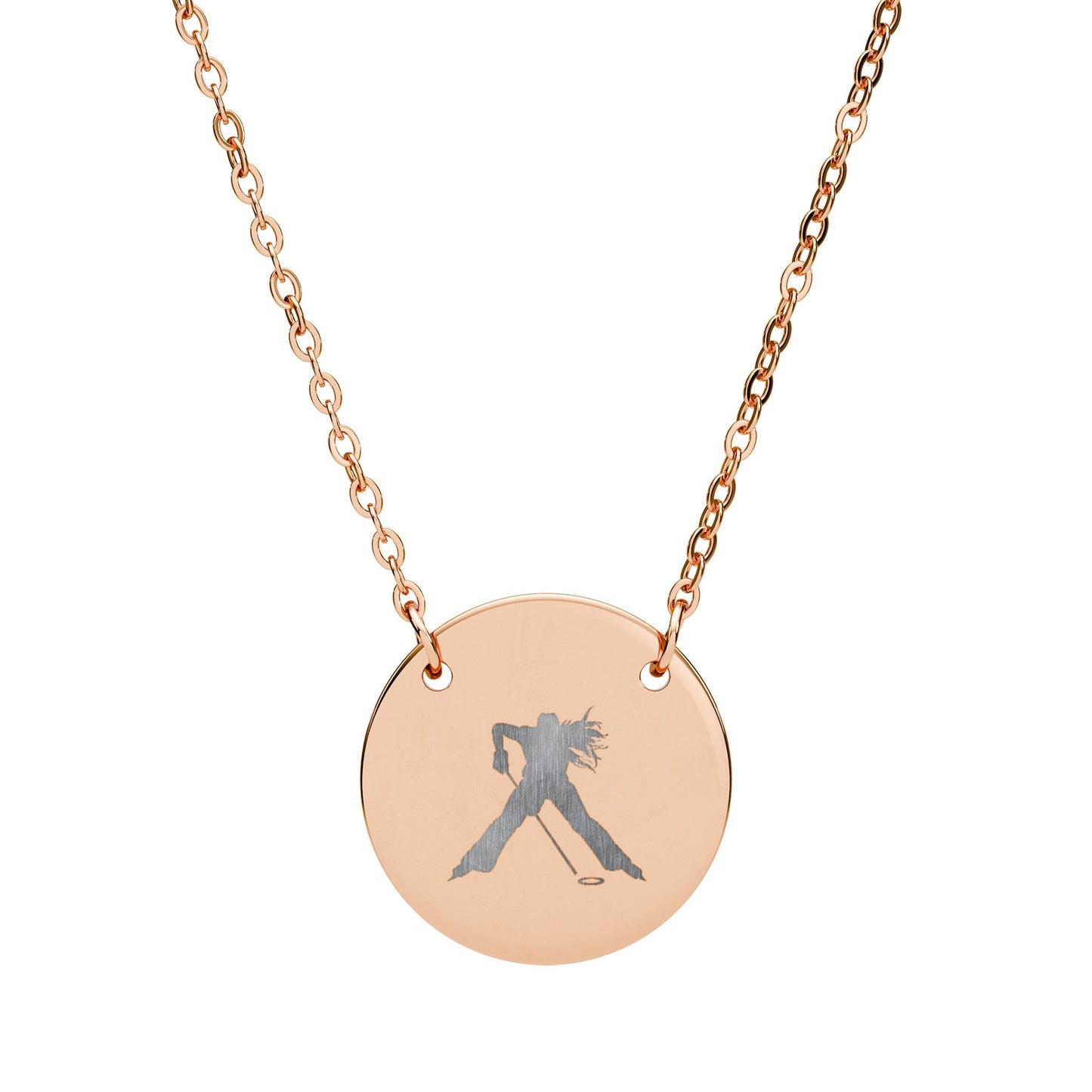 Ringette Player Silhouette - Circle Necklace