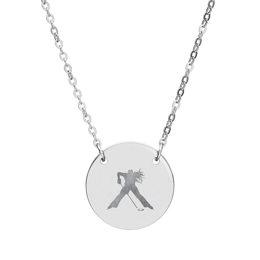 Ringette Player Silhouette - Circle Necklace