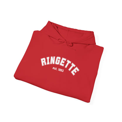 Ringette est 1963 - Varsity Arch Logo Adult Hoodie