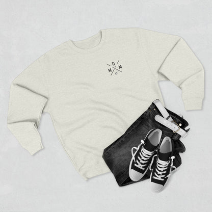 MOM Logo Ringette Crewneck Sweatshirt | Minimalist Crossed Ringette Sticks and Ring Design