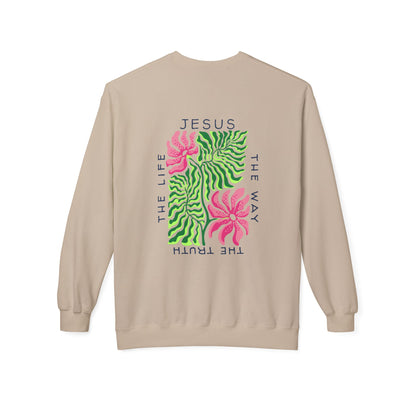 Jesus - The Way, The Truth, The Life  Floral Crewneck Sweatshirt