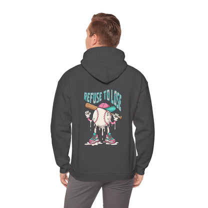 Adult Hoodie — “Refuse to Lose” Melting Baseball Graphic Hoodie