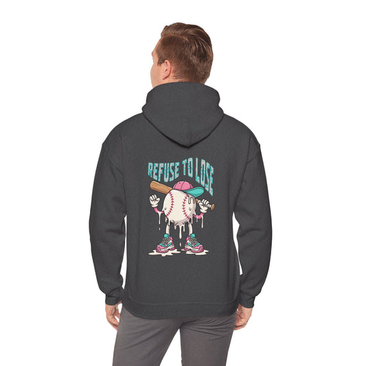 Adult Hoodie — “Refuse to Lose” Melting Baseball Graphic Hoodie