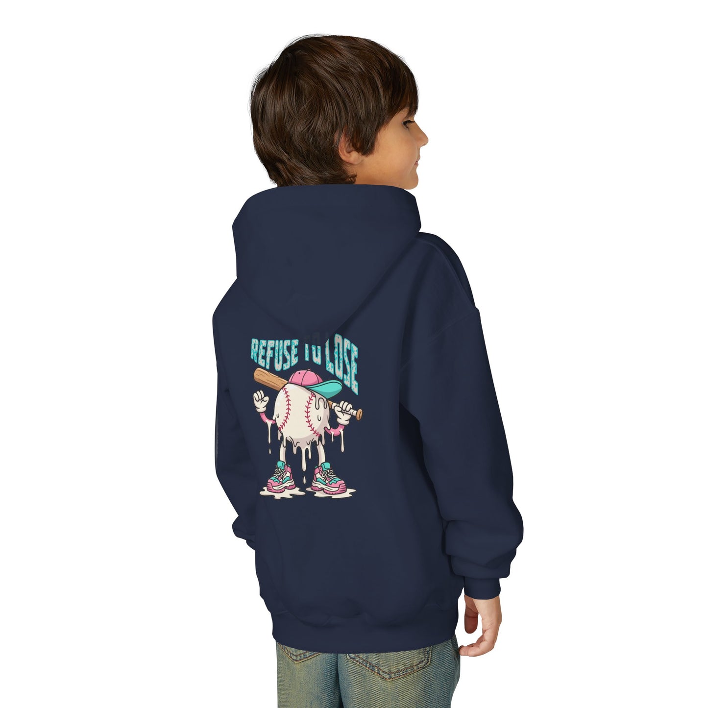 Youth Hoodie – “Refuse to Lose” Melting Baseball Graphic Hoodie