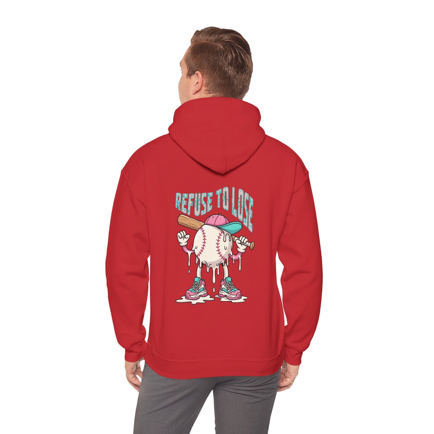 Adult Hoodie — “Refuse to Lose” Melting Baseball Graphic Hoodie