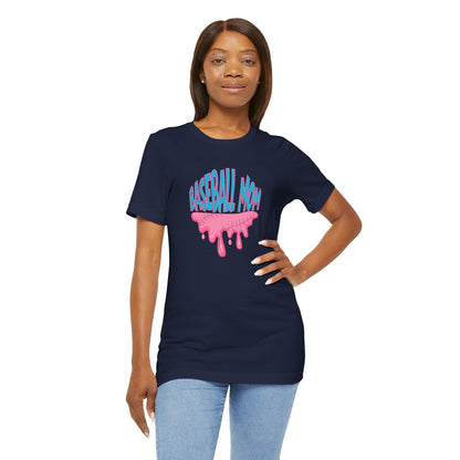 Baseball Mom Bubblegum Drip T-Shirt — Unisex fit